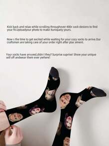 1 Pair Custom Face Socks, Custom Photo Sock, Custom Printed Socks, Personalized Funny Face Socks, Custom Picture Socks, Put Any Face On The Socks, Anniversary Gift, Valentine Gift, Birthday Gift, Wedding Gift, Mother's Day Gift, Father's Day Gift, Best Friend Gift, Gift For Mom/Dad, Gift For Girlfriend/Boyfriend, Gift For Her/Him - Multicolor - View 2