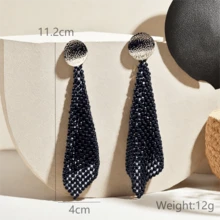 1 Pair Metallic Sequins Tassel Punk Rock Style Fashion Club Night Party Earrings For Women