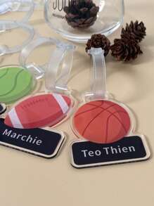 1pc Customized Acrylic Luggage Tag, Personalized With Name, Sports Theme Birthday/Children's Day Gift - Clear - View 3