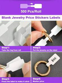 5 Volumes 2500 Stickers Jewelry Price Tags Stickers Roll For Necklace Ring Display Labels, Blank Self Adhesive Identification Tags, Price Marker Labels Accessories Display Paper (1 Roll, 500 Labels/Roll)