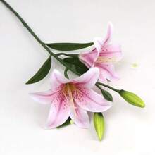 1 pieza, Flor de lirio artificial, flor de lirio artificial de múltiples cabezas, decoración para dormitorio, sala de estar, tocador, Pascua, fiesta de boda, cumpleaños, escenario de festival, props de fotografía, decoración del hogar, Día de la Madre, Día de San Valentín, regalo