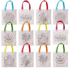 6/12 piezas Bolsas de regalo del Día de la Madre, paquete de bolsas de regalo personalizables DIY con el tema "La Mejor Mamá", manualidades hechas a mano, suministros para decoración de fiestas para liberar la creatividad (excluyendo marcadores de colores) - Multicolor - Ver 7