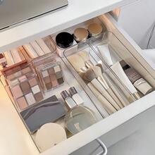 带隔板的透明抽屉整理盒、化妆品整理盒、文具整理盒、梳妆台桌面储物盒、适用于各种场合的多功能储物盒 - 無色 - 查看 5