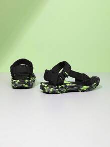 Sandalias deportivas de unicolor para niños, forro interior cómodo que reduce la fricción, ligeras y transpirables de secado rápido, suela de doble capa antideslizante, apropiadas para uso diario casual, playa y vacaciones