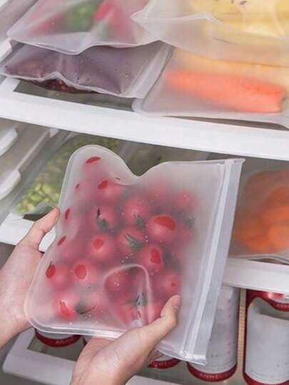 5pcs/10pcs/20PCS EVA Food Preservation Bag Refrigerator Food Storage Bag Fruit And Vegetable Food Sealing Bag Reusable,Candy Bags, Kitchen Utensils, Spice Bags, Fresh-Keeping Bags, Snack Containers, Plastic Bags, Lunch Bag