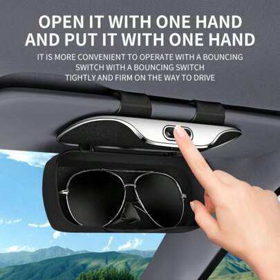 Portable Car Glasses Case, Car Driving Glasses Holder, Sunshade Glasses Box, Black Color