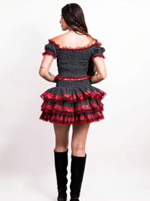 Polka Dot Country Style Set - Skirt And Blouse - São João Festival, June Festival, Arraia, Polka Dots - 紅色 - 查看 3