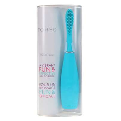 FOREO ISSA Mini Rechargeable Kids Electric Toothbrush For Complete Oral Care With Soft Silicone Bristles Summer Sky