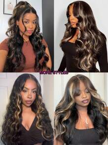 Wigs 7x5 Glueless Wig Invisible Knots Pre Cut Lace Closure Wig Body Wave Human Hair Wig Black With Blonde Highlights Bye Bye Knots Wigs With Babyhair Unice Hair - SNATURAL/27 - View 7