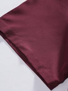 Men's Solid Color Business Casual Short Sleeve Dress Shirt - Burgundy - View 6