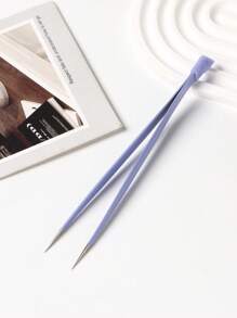FULL BEAUTY 1pc Purple Dual-Ended Multifunctional Precision Nail Art Tweezers With Silicone Press Head, Suitable For DIY Nail Stickers, Rhinestones, Nail Art Decoration, Can Pick Up Makeup Eyelashes, Nail Supplies, Nail Tools, Nail Art Tools, Back To School, Nail Art, Nail Tools, Nail Tip Tools - Purple - View 6