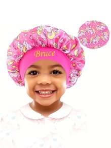 Bonnet de sommeil personnalisé pour bébé, bonnet de sommeil satiné avec imprimé de dessin animé mignon pour enfants, bonnet rond à large bord élastique protégeant les cheveux, doux et élastique, parfait pour les garçons, les filles, les anniversaires et l'usage quotidien, multifonctionnel, ornemental, lettrage, élégant, moderne, coloré, mignon, adorable, décontracté, doux, personnalisé, personnalisé, unique, personnalisé, cadeaux pour bébé, cadeaux idéaux pour lui, cadeaux idéaux pour elle, fils, fille