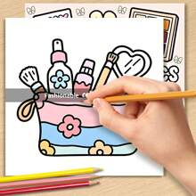 (Original, Papel grueso mejorado, páginas interiores de 120g, Versión 2025, 7.9*7.9 pulgadas, 24 páginas, Impresión de un solo lado) 1 pieza Libro para colorear para adultos con tema de cosméticos, para aliviar el estrés, con hermosos patrones y líneas claras, adecuado para el Día de San Valentín, cumpleaños, Pascua y otras fiestas, una excelente manera de relajarse