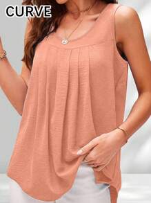 Plus 女士圆领褶皱背心