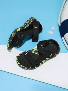 Sandalias deportivas de unicolor para niños, forro interior cómodo que reduce la fricción, ligeras y transpirables de secado rápido, suela de doble capa antideslizante, apropiadas para uso diario casual, playa y vacaciones