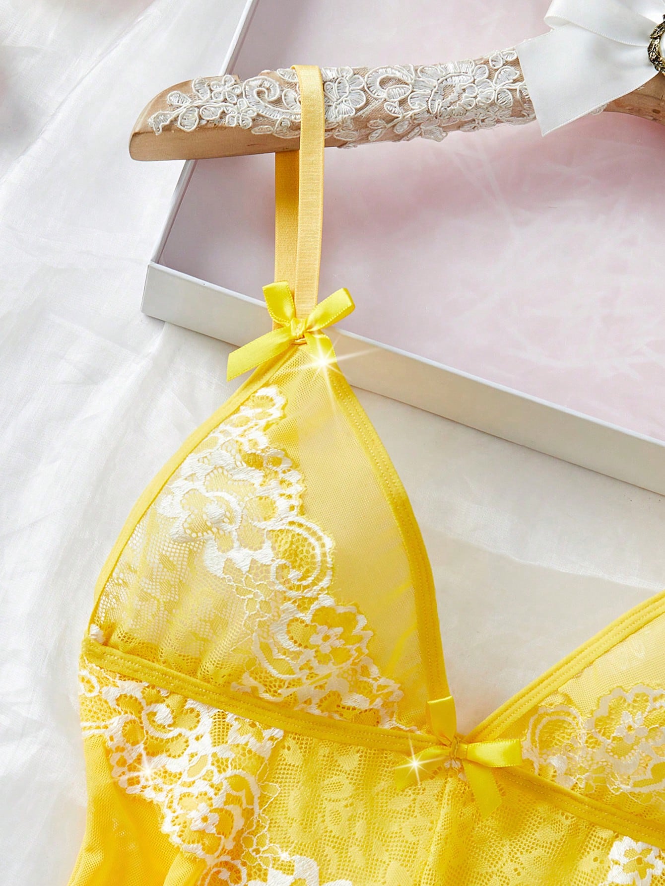 Women Sexy Lingerie Lace Babydoll Thong Nightgown Revealing Hollow Out Sleepwear