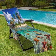 Housse de chaise de plage pliable pouvant être pliée en un sac à porter à l'épaule, avec des poches latérales pour ranger lunettes et téléphone. Convient pour les chaises de plage, serviettes, chaises de piscine et transats. Facile à transporter. Été, accessoires de voyage, vacances, décorations de salle de bain, essentiels de plage