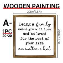 1pc Farmhouse Home Decoration, Family Room Decoration, Warm Home Decoration, Family Famous Words Wooden Board, Shelf Decoration, Wooden Board Box Logo, Being A Family Means You Will Love And Be Loved Logo, Aesthetic Home Wall Art, Gift , Creative Home Wall Decoration, Bedroom, Living Room, Kitchen, Bathroom, Cafe, Dormitory Wall Art Canvas Poster Gifts Birthday Graduation