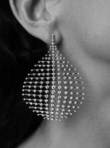 1 Pair Fashion Elegant Full Crystal Hollow Water Drop Earrings, Suitable For Daily Wear - Diamond Teardrop Earrings - View 15