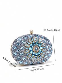 One Pcs Blue Rhinestone Sunflower Evening Bag.Women's Clutch For Party,Club,Wedding - Blue - View 7
