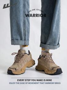 Warrior Comfortable Street Style Thick Soled Men's Shoes Spring And SummerLightweight Comfortable Breathable Running Shoes Modest Style Casual Yet Sleek Sneakers Applicable Throughout The Year Wear-Resisting All-Day Wear Training Sneakers - Khaki - View 2