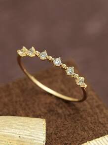 1 pieza Anillo de mujer de plata de ley 925 de lujo, incrustado con circonita cúbica brillante, perfecto para compromiso, boda, fiesta y regalo durante todo el año