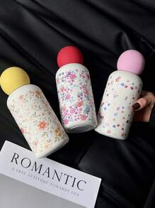 1pc 350ml Blooming Flower Pattern Double-Wall 316L Stainless Steel Vacuum Insulated Tumbler, Coffee Cup, Water Bottle, Personalized Design, Gift For Birthday, Holiday, Suitable For School, Outdoor, Home, Office Back To School