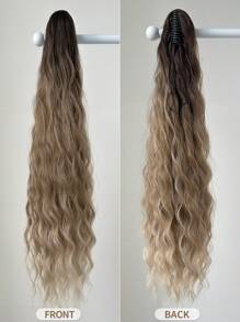 32 Inch Ombre Wavy Soft Synthetic Hair Extension, Suitable For Women, With Claw Ponytail - Ombre - View 6