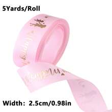 5 Yards/Roll Birthday Satin Ribbon Bowknot 1 Inch Wide, Pink & Red Color, DIY Handmade Rose Bouquet, Wedding Party Decor, Gift Boxes, Mother's Day Gifts - Multicolor - View 11