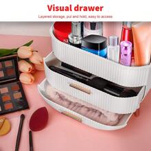 Large Cosmetic Skincare Organiser Tabletop Make-Up Storage Case 2 Drawers Box White Back To School - White - View 11