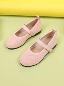 1 pereche de pantofi fără platformă roz pentru fete, mărime mare, material textil de culoare uni, design cu velcro, vârf rotund, talpă moale din TPR antiderapantă, pantofi drăguți de prințesă la modă, potriviți pentru fete cu vârsta cuprinsă între 1 și 12 ani, zi de zi, petrecere, casual, călătorii, primăvară/toamnă 2025 - Roz - Vizualizare 4