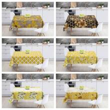 1 pièce Nappe de table polyester avec motif vibrant d'abeille jaune et de rayon de miel pour le printemps et l'été - sans pli, belle couverture de table florale parfaite pour la maison, la cuisine, la salle à manger, la décoration de pique-nique