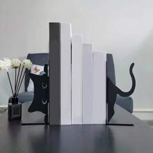 2 piezas de terminales de libro ajustables de arte de hierro, diseño caprichoso de gato, terminales de libro decorativos, esquinas redondeadas, pinzas de libro, decoración de oficina, biblioteca, escritorio, apropiado para la temporada de graduación, Acción de Gracias, regreso a la escuela [Requiere conformación manual]