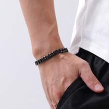 1 Stück minimalistisches Edelstahl Panzerkette Armband, Silber/Gold/Schwarz, modisches Geschenk für den besten Freund des Mannes