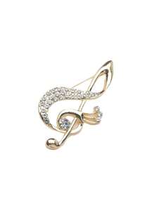 1pc Geometric Music Note With Rhinestone & Pearl Decoration Music Accessory Zinc Alloy Brooch - A - View 6