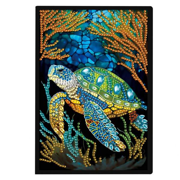 DIY 5D Diamond Painting Notebook Kit Turtle Pattern - Artificial Leather Cover, Special Shape Crystal Diamond Art Notebooks Decorative Journal For Adults, Diamond Art Painting Sketchbook Set For Home Or Office, Ideal For Birthdays, Holidays, And Special Occasions