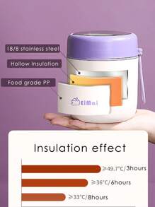 1 Pc Stainless Steel Vacuum Thermal Portable Lunch Box Double Layer 500ml & 680ml Insulated Lunch Food Warmer Soup Cup Insulated Containers Bento Lunch Box With Foldable Spoon (Lid Randomly Shiped),School Supplies