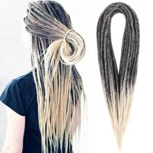 Extensiones de rastas de 24 pulgadas con 10 hebras, rectas, delgadas de 0,6 cm, sintéticas hechas a mano, pelo reggae peinado para , suaves, para estilo hip-hop