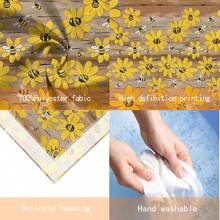 1 pièce Nappe de table polyester avec motif vibrant d'abeille jaune et de rayon de miel pour le printemps et l'été - sans pli, belle couverture de table florale parfaite pour la maison, la cuisine, la salle à manger, la décoration de pique-nique