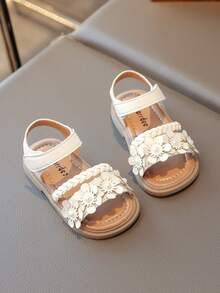 1 双儿童夏季编织带凉鞋，休闲时尚男童/女童平底沙滩鞋，适合日常穿着、旅行、幼儿 - 米色 - 查看 6