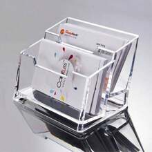 1pc Clear Acrylic Business Card Holder, Double/ Triple-Layered Simple Desk Name Card Stand For Trade Shows And Offices, Back To School Valentine Day