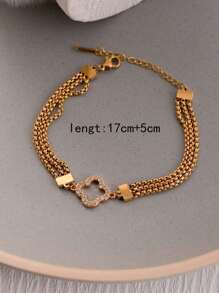 1 件四叶草锆石 3 层钛钢手链，百搭幸运符，适合女性日常佩戴和节日礼物 - 彩色 - 查看 8