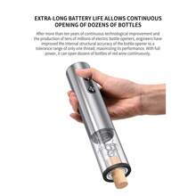 Electric Wine Bottle Opener, Ideal For Parties And Wine Enthusiasts - Kitchen Gadget Gift, Easy Corkscrew & Decanter, Battery-Operated (Batteries Not Included). Available In Set And Single Unit Versions. Set Includes: Bottle Opener, Foil Cutter, Pourer, Pull-Out Vacuum Stopper, Storage Base.