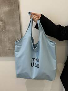 2025 新款女士休闲大容量手提包，时尚通勤/上学单肩包/水桶包 - 藍色 - 查看 4