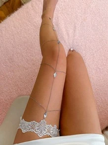 1 pieza Cadena de joya para el muslo con lentejuelas, estilo retro de joyería para la pierna, con flecos y encaje estilo flapper sexy para la playa