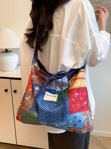 Fashionable Multi-Color Patchwork Print Women Shoulder Bag Crossbody Bag - Multicolor - View 1