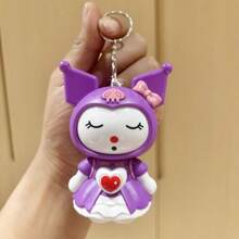 Sanrio 1 pezzo Portachiavi Kuromi Sanrio, giocattolo creativo antistress con espressione del viso che cambia, ciondolo bambola Kuromi multiesepressiva, adatto per decorare chiavi, borse e altri articoli