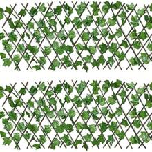 2X Garden Artificial Screening Expanding Trellis Fence Privacy Screen Ivy Leaves - Green - View 9