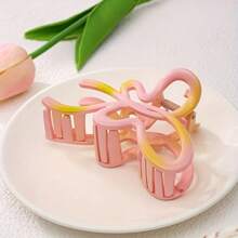 1pc Women's Elegant Ombre Bow Hair Clip, Oversized Hair Claw Hair Accessory