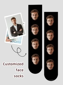 1 Pair Custom Face Socks, Custom Photo Sock, Custom Printed Socks, Personalized Funny Face Socks, Custom Picture Socks, Put Any Face On The Socks, Anniversary Gift, Valentine Gift, Birthday Gift, Wedding Gift, Mother's Day Gift, Father's Day Gift, Best Friend Gift, Gift For Mom/Dad, Gift For Girlfriend/Boyfriend, Gift For Her/Him - Multicolor - View 2